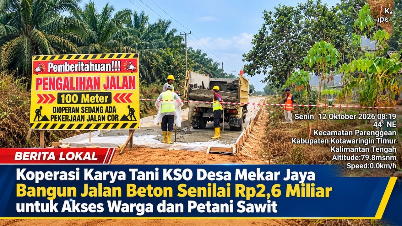 Koperasi Karya Tani KSO Desa Mekar Jaya Bangun Jalan Beton senilai Rp2,6 Miliar untuk Akses Warga dan Petani Sawit